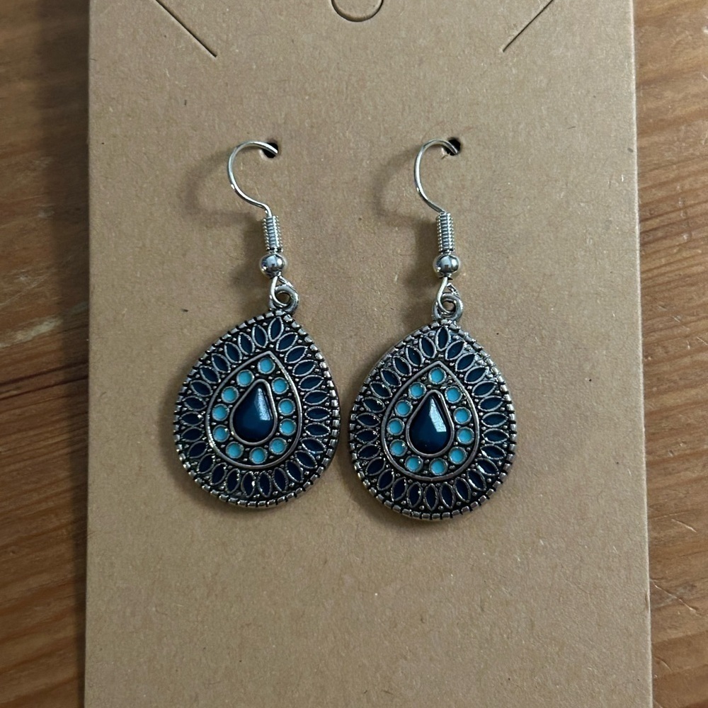 LAST ONE!! Bohemian Blue Stone Earrings - Picture 4 of 4